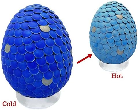 Handmade Magical Color Changing Sea Dragon Egg 4" Shimmering Royal Blue to Light Blue