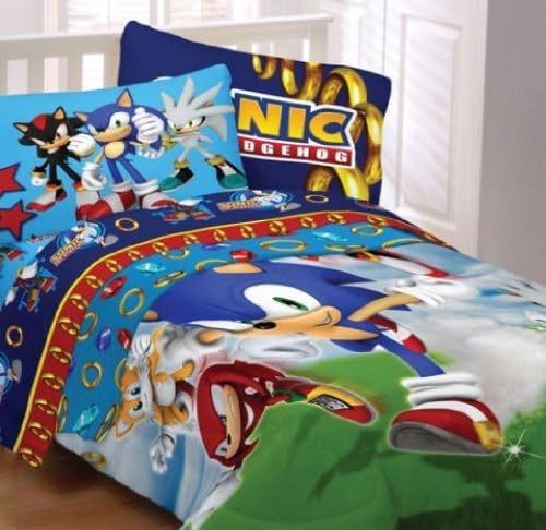 Amazon Com Sega Sonic The Hedgehog Twin Comforter Sheet Set 4