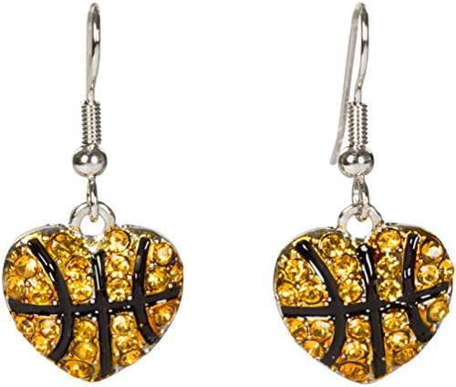 Heirloom Finds Sparkling Crystal Heart Shaped Basketball Dangle Earrings