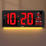 YORTOT 16” Large Digital Wall Clock with Remote