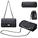 SanMario Designer Handbag Lambskin Classic Quilted Grained Double Flap Black Metal Chain Women's Crossbody Shoulder Bag Black 25.5cm/10