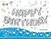 GOER Birthday Party Decorations,16 Inch Cute Silver HAPPY BIRTHDAY Alphabet Letters Foil Balloons with 20 Glue