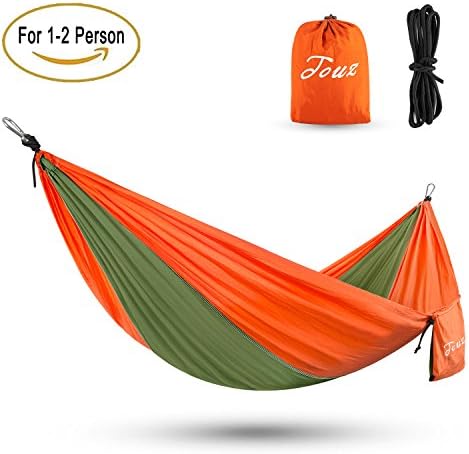 Touz Double Camping Hammock - Lightweight Portable Parachute Hammock For Backpacking, Camping, Hiking, Travel, Beach, Yard - Holds 450 Lbs