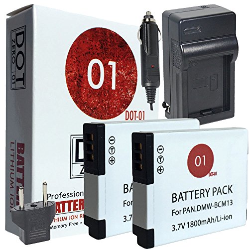 2x DOT-01 Brand Panasonic Lumix ZS50 ZS45 ZS40 ZS35 ZS30 ZS27 TZ60 FT5A LZ40 TS5 TS6 TZ37 TZ40 TZ41 TZ55 Battery and Charger Bundle for Panasonic BCM13 DMW-BCM13