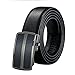 Sanxiner Men's Genuine Leather Ratchet Belt with Automatic Buckle Black Long 52