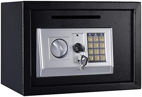 14" Digital Door Safe Security Cash Money Jewelry Gun Book Deposit Drop Slot Lock Box With Electronic Combination PIN Lock And Key Mount To Floor Wall Or Cabinet Home Hotel And Office Use