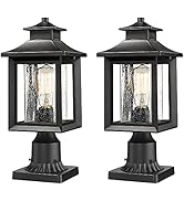 KAUEN 2 Pack Outdoor Post Light,Exterior Post Light Fixture,17.3" Height,3-Inch Pier Mount Base,S...