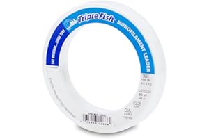 Triple Fish Monofilament Fishing Leader - Clear, Camo Strong Tough Leader Material for Big Game Fishing, Up to 400lb Test