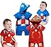stylesilove Baby Boys Captain America Hoodie Costume Jumpsuit - 2 Colors (80/6-12 Months, Blue)
