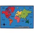 Carpets for Kids KID$Value 48.86 World Map Classroom Value Rug 4ft x 6ft Rectangle Blue