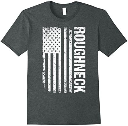 Mens Roughneck American Flag Oilfield T-shirt XL Dark Heather