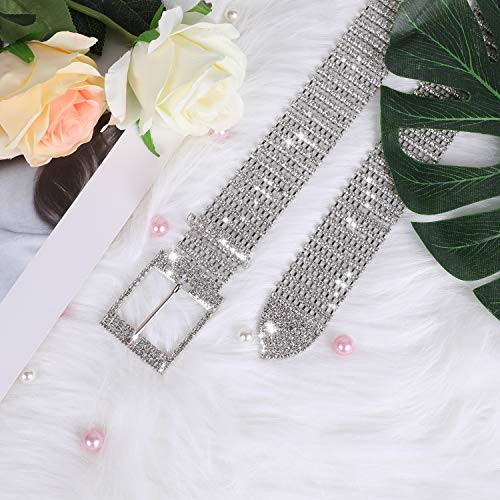 Women Rhinestone Chain Waist Belt,JASGOOD Party Club Sparkle Waistband,Silver Shiny Crystal Belts for Dress