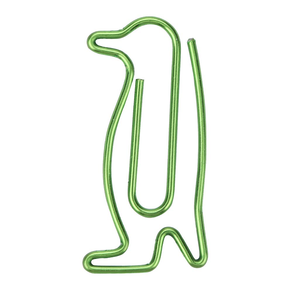 20Pcs Lovely Penguin Shape Metal Paper Clips Penguin Shape Bookmark School Office Personal Document Organization Clips, Birthday Gifts (Green)