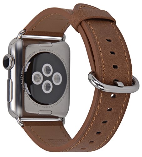 JSGJMY Apple Watch Band 42mm Men Caramel Vintage Genuine Leather Loop Replacement Wrist Iwatch Strap with Stainless Steel Metal Clasp for Apple Watch Series 3 Series 2 Series 1 Sport and Edition - Thumbnail 6