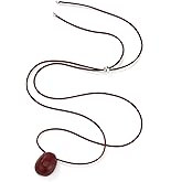 Jamortty Oval Bean Pendant Necklace Leather Long Necklaces Minimalist Adjustable Statement Geometric Necklace Collarbone Chain