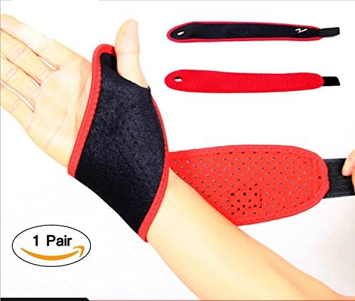 Campstoor Reversible Sports Wrist Brace, Fitted Right / Left Thumb Stabilizer, Wrist Support Wrap for Badminton Tennis Weightlifting (Black/Red)