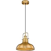 zeyu Farmhouse Pendant Lighting for Kitchen Island, 1-Light Industrial Hanging Pendant Light with Metal Dome Shade, Gold Fini
