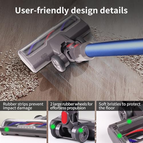 FEVORCS Brush Compatible with Dyson V7 V8 V10 V11 V15 Vacuum Cleaner Accessory Floor Nozzle with 5 Front Lights Wide 26cm