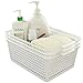 Fiazony 3-Pack Large Plastic Storage Basket, Plastic Storage Bin, White