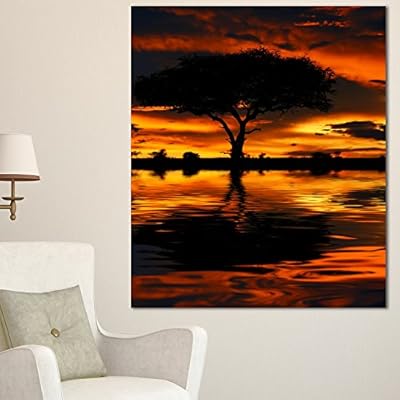 Design Art Mt12294 12 28 Tree Silhouette Dramatic Sunset Oversized African Landscape Glossy Metal Wall Art 12x28 Red 12x28 Buy Online At Best Price In Uae Amazon Ae