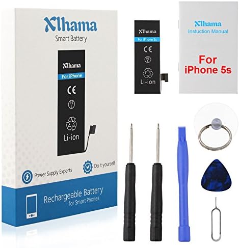 Xlhama Original Battery Compatible for iP 5S (not for iP 5) Li-ion 1560mAh with Repair Tool Kits - 2 Years Warranty / Fix by Yourself in 15 Minutes 