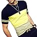 LOGEEYAR Mens Summer Fashion Fitted Tee Shirts Cotton Short-Sleeve Contrast Color Stitching T-Shirt