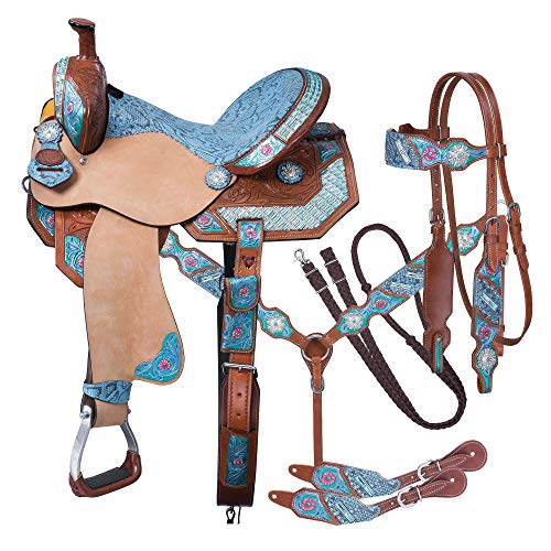 Tough-1 Silver Royal Macaelah Barrel Saddle 5-PC Package 1