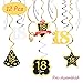 LINGTEER Happy 18th Birthday Decorations - 12Pcs Birthday Black & Gold Swirls Streamer Set,Cheers to Eighteen Years Old Bday Party Decorations Gift Sign.