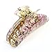 uxcell Pink Flowers Print Crescent Shape Hair Claw Clamp Barrette Brown for Woman