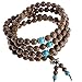 Jovivi 8mm Mala Bead Natural Wood 108 Prayer Beads Meditation Link Wrist Wrap Bracelets Necklace Elastic