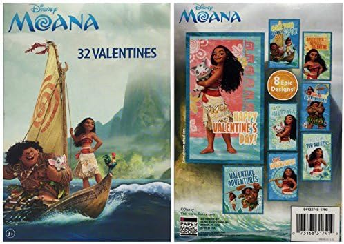 Disney Moana 32 Fold and Seal Valentines Cards from the Hit Animated Movie Featuring Moana, Maui and Pua (the Piglet) Paper Magic Ages 3 and Up
