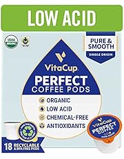 VitaCup Perfect Low Acid Coffee Pods, USDA Organic & Fair Trade, Mycotoxin Free, Dark Roast Guatemala Single Origin, Clean & Pure Recyclable Single Serve Pod compatible w/ Keurig K-Cup Brewers,18 CT