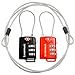 Lumintrail TSA Approved Cable Luggage Locks Plus 4 Foot Steel Cables Lumintrail Combination Travel Security Lock, 2 Pack (Black and Red)