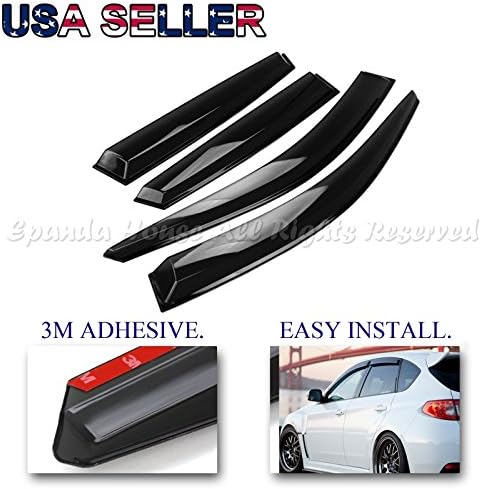 EpandaHouse Fits 08-11 Subaru Impreza Sedan Window Vent Wind Deflector Rain Guard Dark Tinted Smoked Side Visors