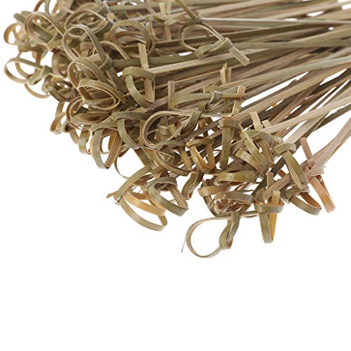 Kofun Bamboo Sticks, 100 Pieces Disposable Bamboo Tie Knotted Skewers Twisted Ends Cocktail Food Fruit Picks Fork Sticks Buffet Cu Pieceake Toppers Wedding Party Decoration M