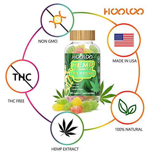 2 Pack Hemp Gummies - HOOLOO 350,000MG Fruity Hemp Gummy for Relaxing, Reduce Stress Anxiety, Sleep Better - Natural Hemp Extract Gummies - Made in USA