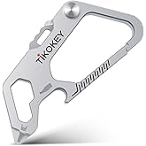 TiKOKEY Titanium Carabiner Keychain, Quick Release Key Holder with Key Ring, EDC Multi-Tool Opener (Titanium A2)