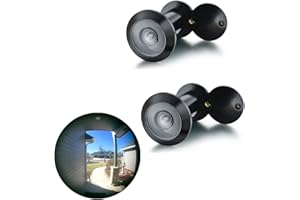 TOGU TG3016YG-BC Brass UL Listed Solid Brass HD Glass Lens 220-degree Door Viewer Peephole with Heavy Duty Privacy Cover for 1-3/8" to 2-1/6" Doors, Black Finish,2 sets