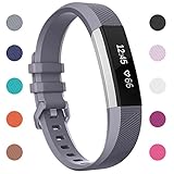 Henoda Fitbit Alta HR Bands Large Grey, Soft Silicone Replacement Wristband Accessories with Secure Metal Buckle Clasp for Fitbit Alta HR Sport Smart Watch