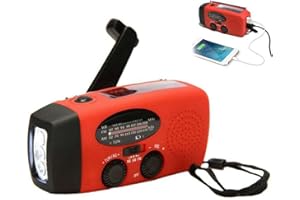 Thonlai Solar Hand Crank Dynamo Radio with LED Flashlight, Emergency Radio with AM/FM 3 LED Flashlight Power Bank for Outdoor