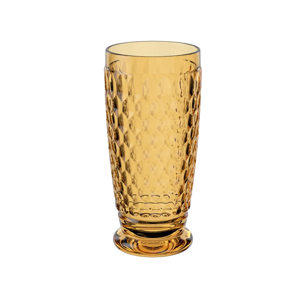 Villeroy & Boch - Boston Saffron Long Drink Glass, 300 ml, Crystal Glass for Cocktails, Dishwasher-Safe, Yellow