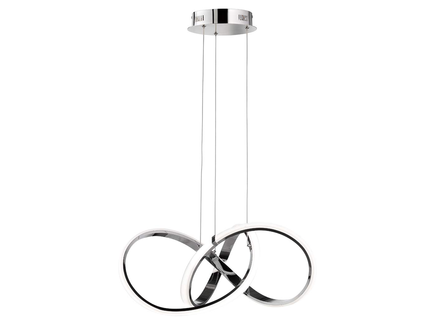 WOFI 6134.01.01.6000 A, Pendant Light, Aluminium, 42 watts, Integrated, Chrome, 55 x 55 x 27 cm