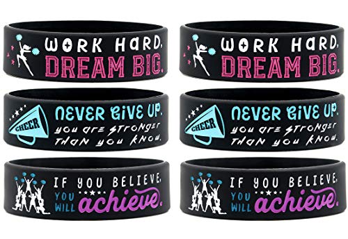 6-Pack-Motivational-Cheerleading-Wristbands-Cheer-Gifts-Jewelry-Accessories-Awards-for-Cheerleaders-Cheer-Squad-Moms-Coaches-Ladies-Size-for-Women-Tween-Teen-Girls