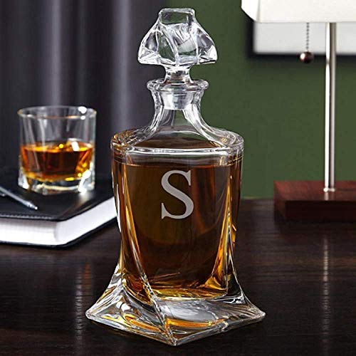 James Scott Lead-Free Crystal Whiskey Decanter Set - 28 oz. twisted decanter and 4 10 oz. glasses packaged in an exclusive Gift Box - for Liquor, Scotch, Bourbon, Wine, Vodka