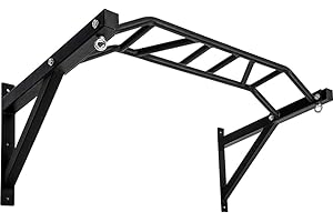 BESTHLS Wall Mounted Pull Up Bar and Dip Station, Heavy Duty Wall Mount Pull-up Chin Up Bar Multifunctional Home Gym Workout Indoor Exercise Equipment Support to 440 Lbs