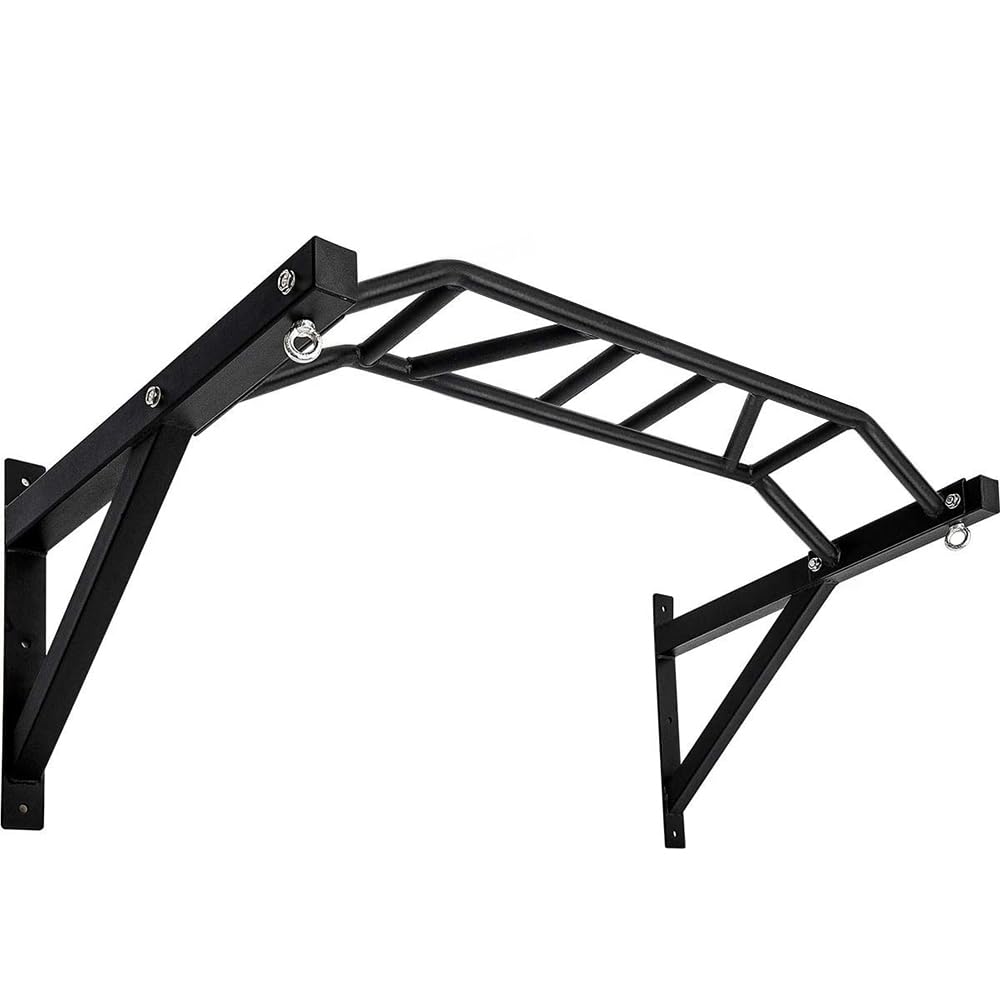 Photo 1 of BESTHLS Wall Mounted Pull Up Bar Multi-Grip Chin Up Bar Strength Training Pull-up Bars with Hanger Rings for Punching Bags, Power Ropes for Home Gym