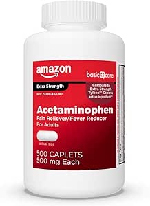 Amazon Basic Care Extra Strength Pain Relief, Acetaminophen Caplets, 500 mg, 500 Count