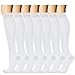 6 Pairs Compression Socks For Women and Men - Best Medical, Nursing, for Running, Athletic, Edema, Diabetic, Varicose Veins, Travel, Pregnancy & Maternity - 15-20mmHg, Large / X-Large, White