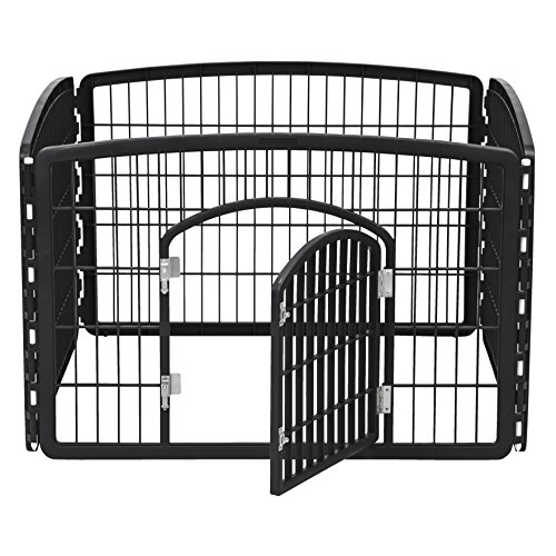 IRIS USA 24'' Exercise 4-Panel Pet Playpen with Door, Black