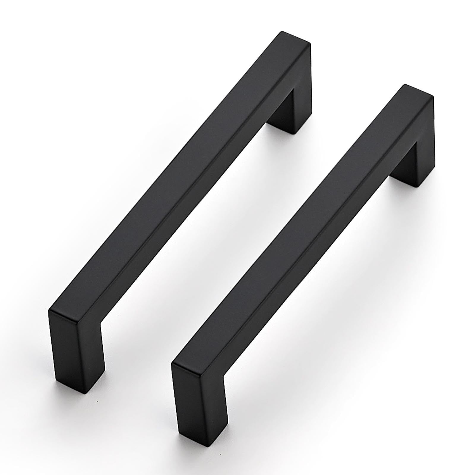 Ravinte 5 Pack Kitchen Door Handles Black Handles for Cupboards 128mm Cupboard Pulls Kitchen Cabinet Pulls Square Bar Wardrobe Hardware Cabinet Door Hardware — image 1